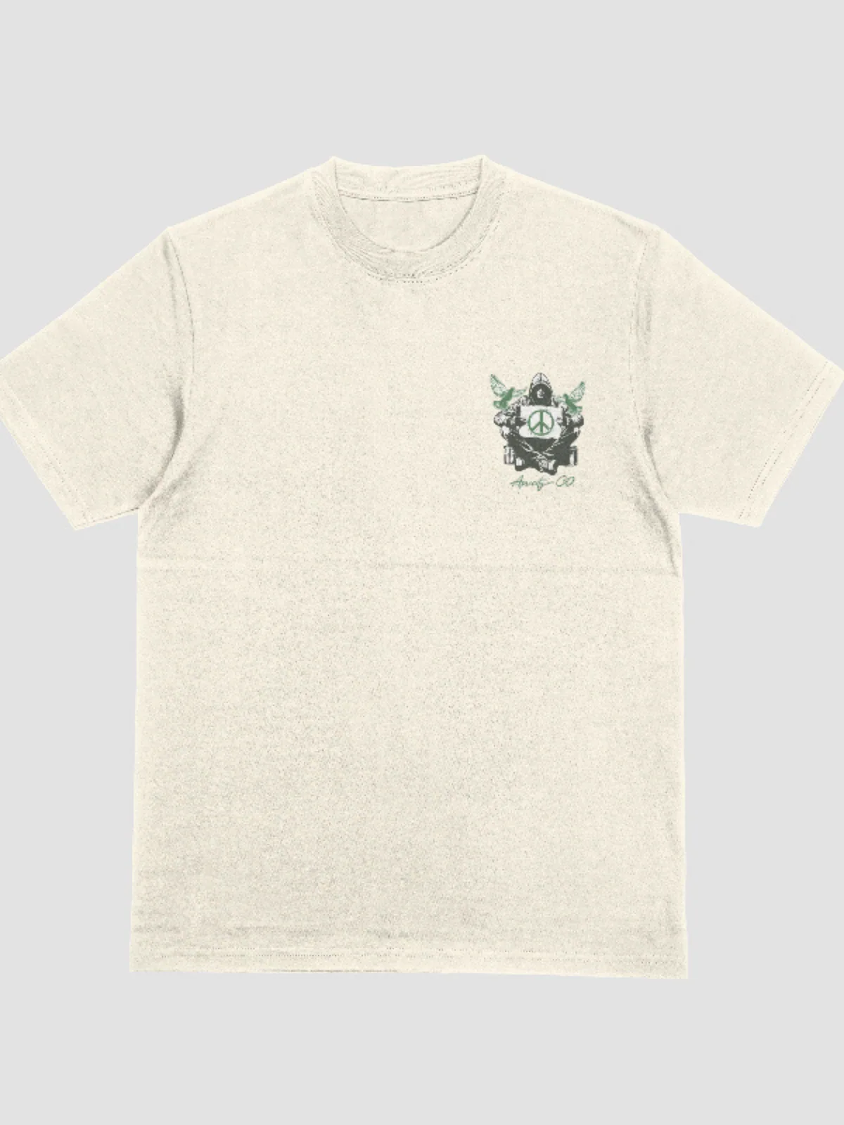 APCTY Peace Tee in bone, front view on a studio background